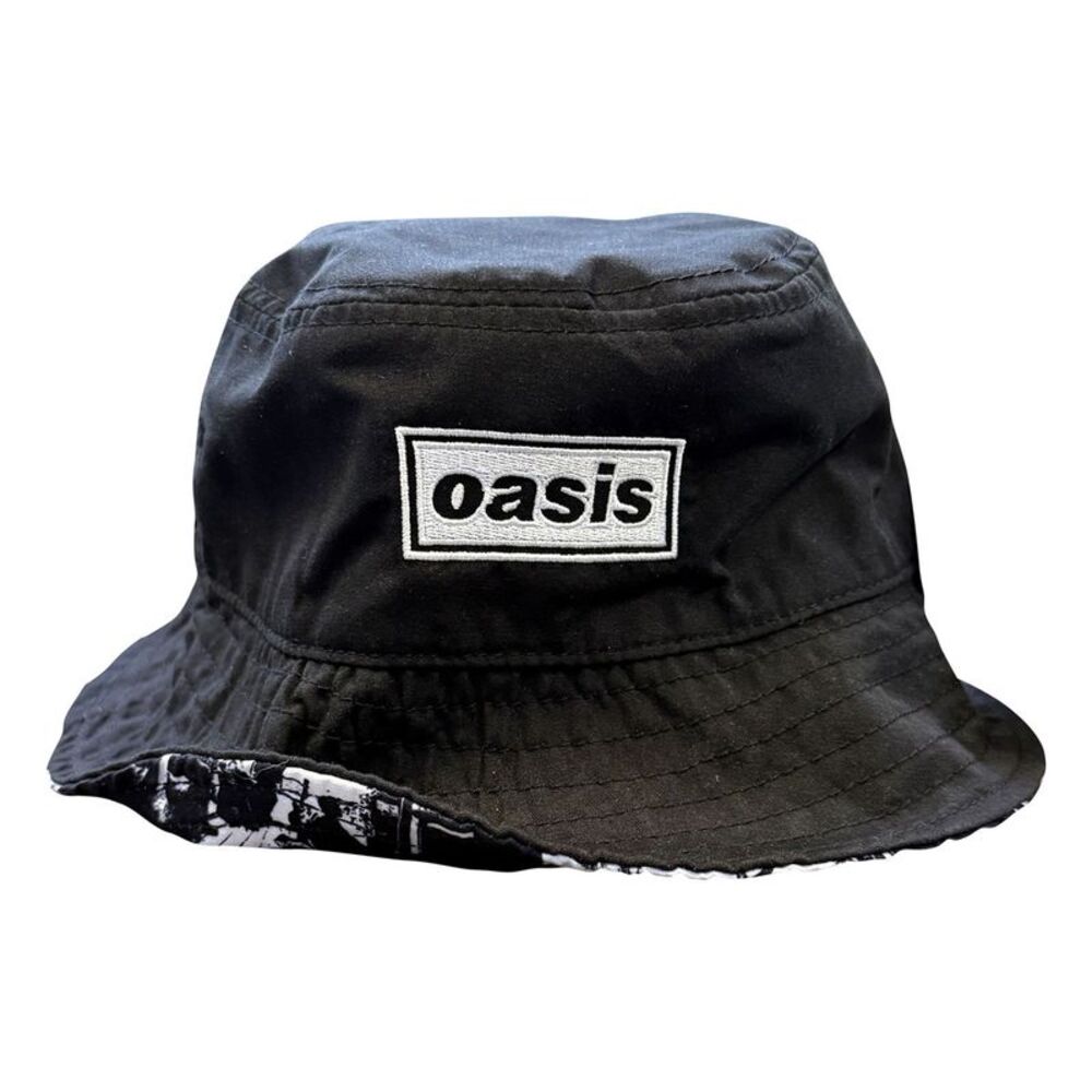 Oasis Definitely Maybe Logo Reversible Bucket Hat / Black